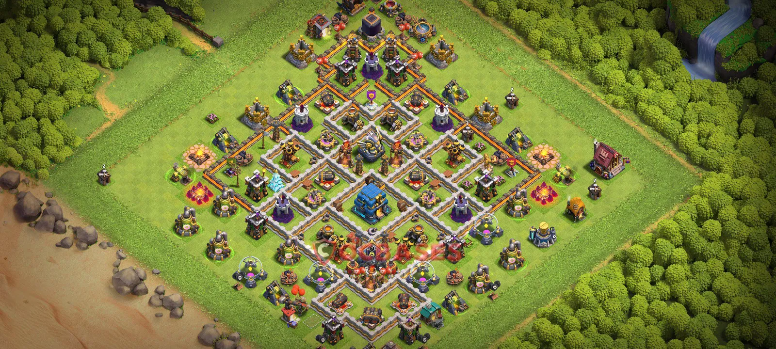 Hybrid (Defense) Base TH12 with Link | Clash of Clans Bases | Layouts ID lrm16