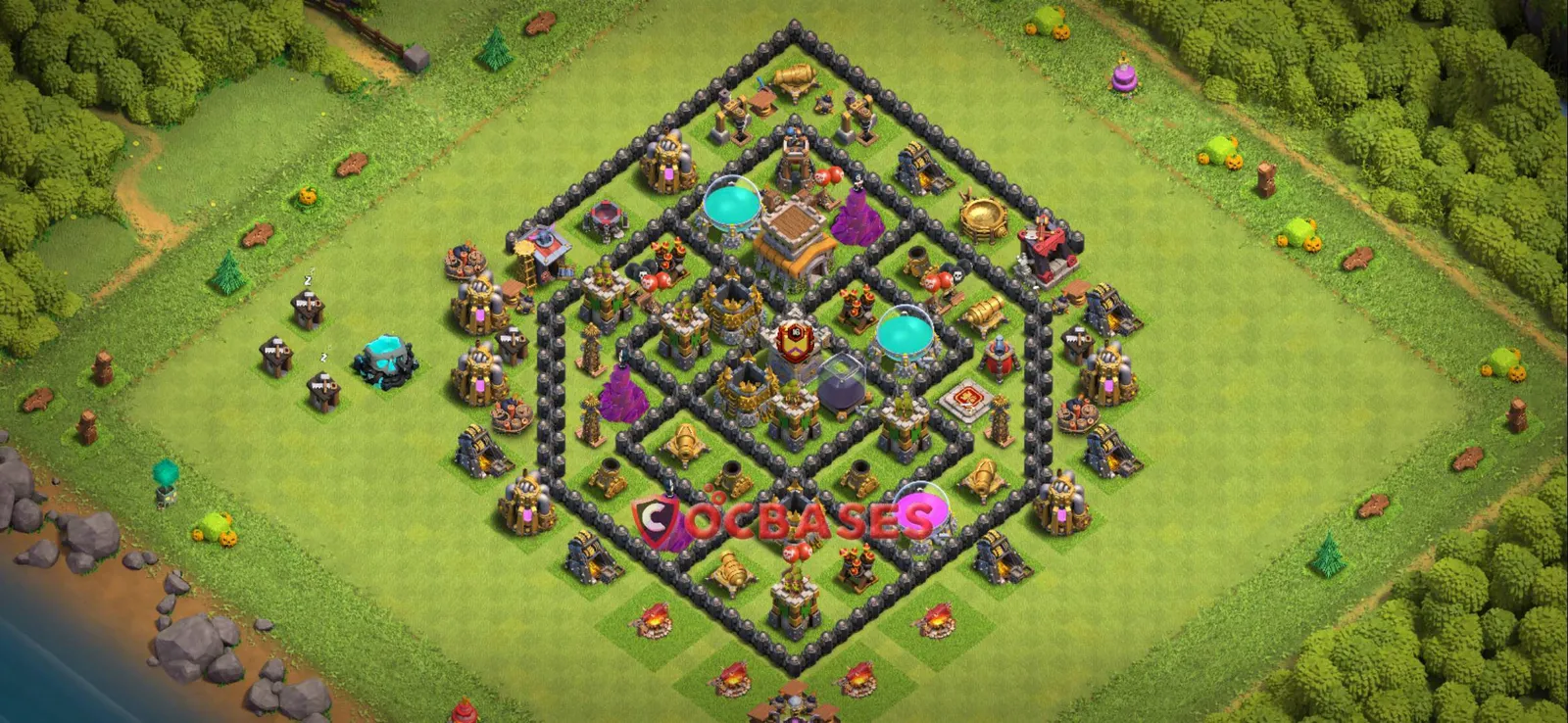 Hybrid (Defense) Base TH8 with Link | Clash of Clans Bases | Layouts ID mta06