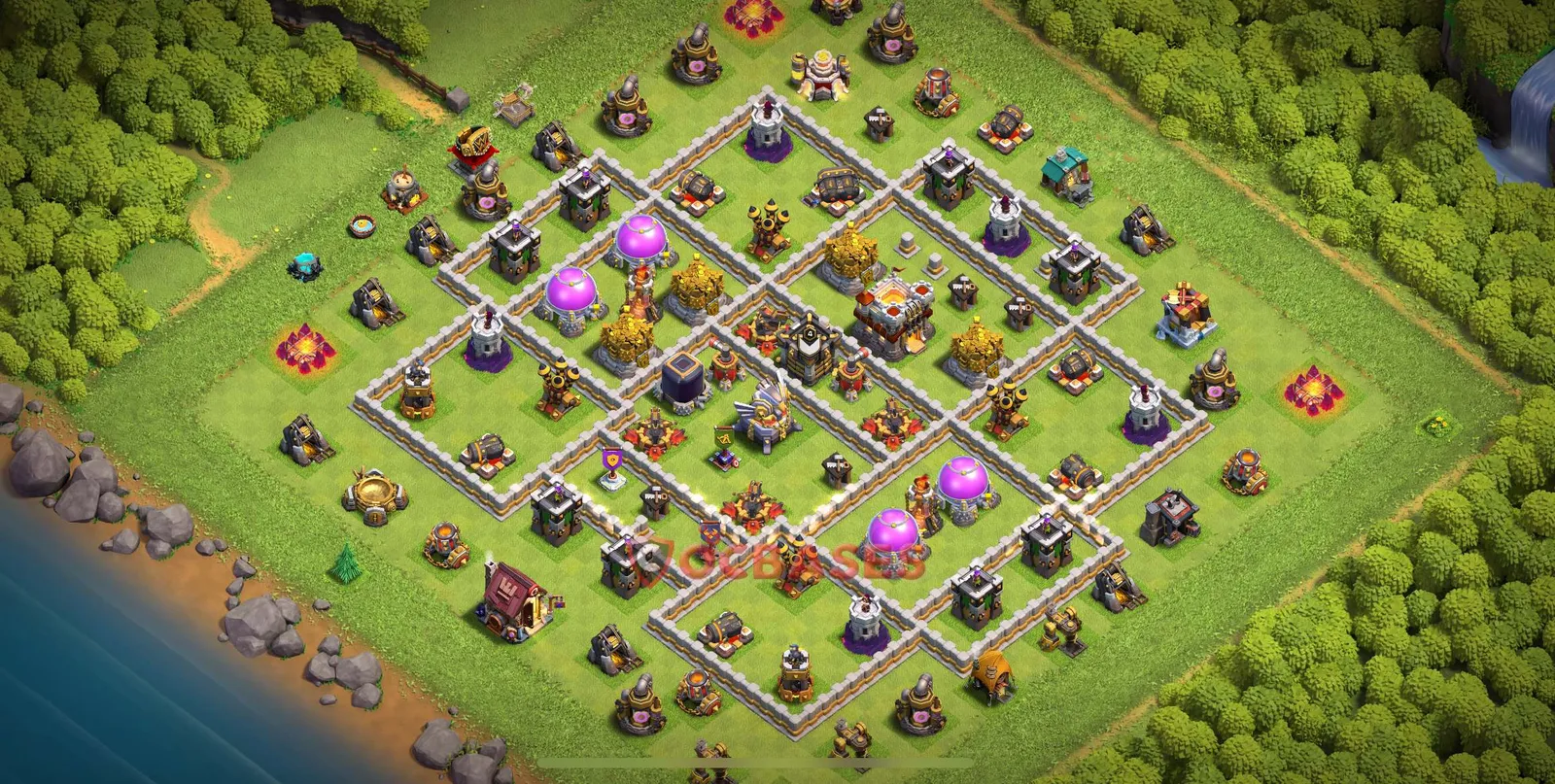 Hybrid (Defense) Base TH11 with Link | Clash of Clans Bases | Layouts ID nnwuo