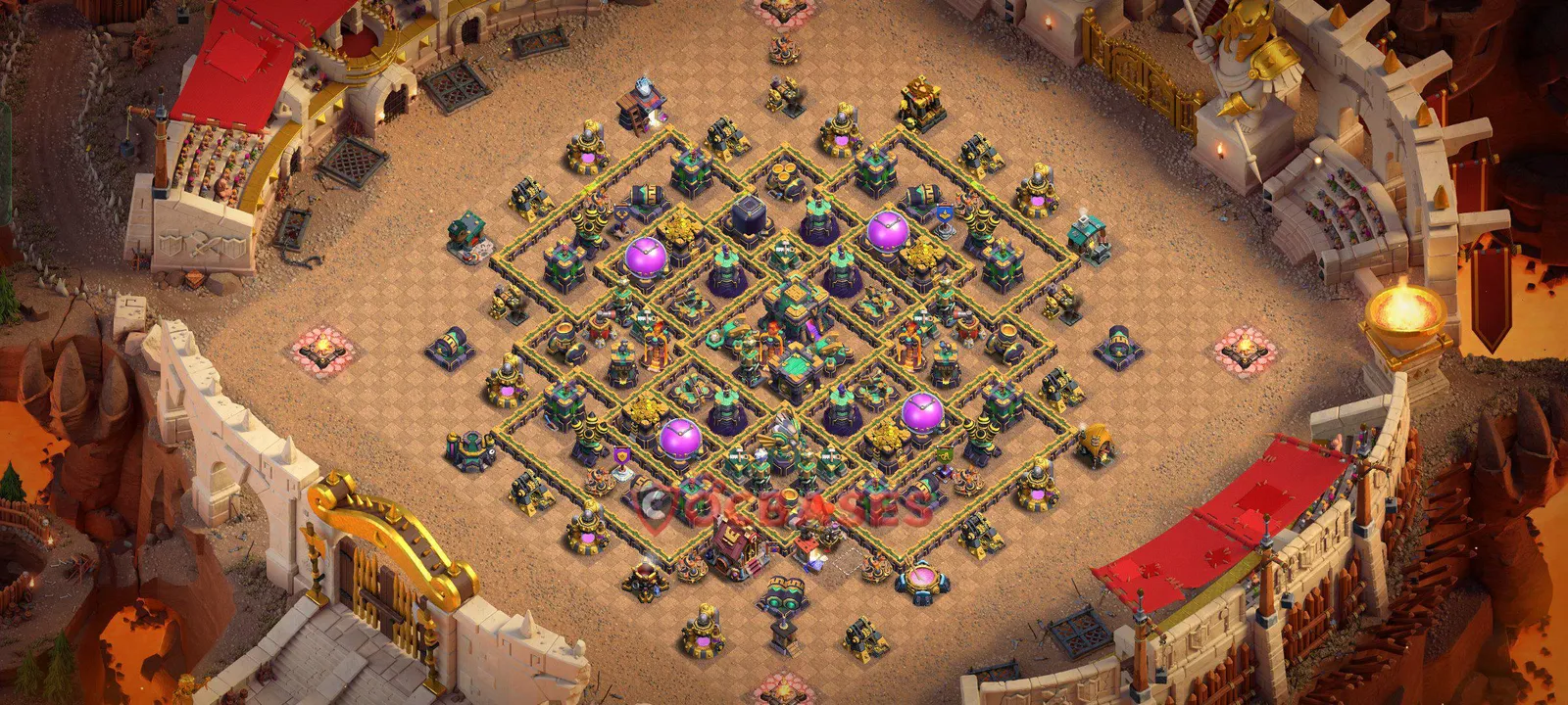 Hybrid (Defense) Base TH14 - Clash of Clans Town Hall 14 Layout Link Hybrid (Defense) Base TH14 - Clash of Clans Town Hall 14 HYBRID Base Layout with Copy Link 2026