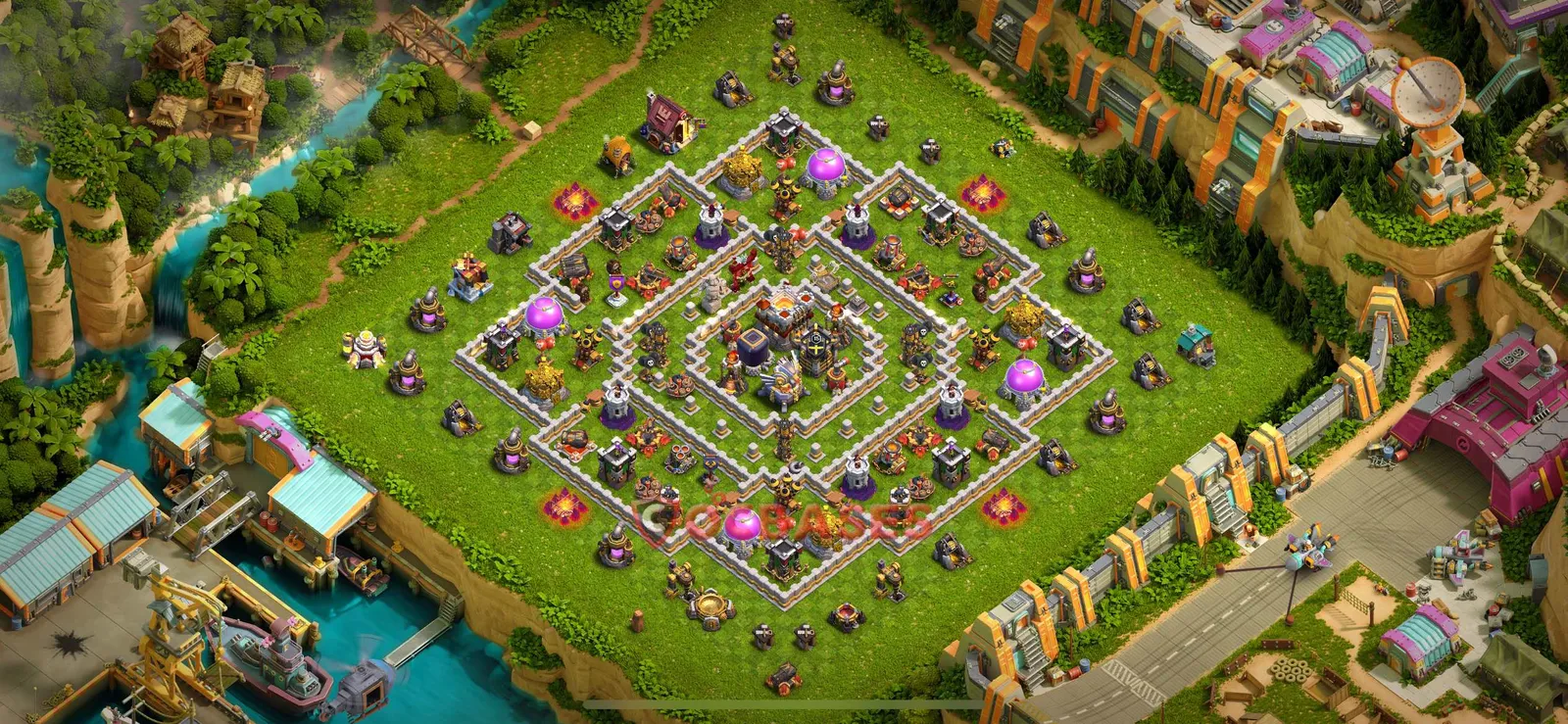 Hybrid (Defense) Base TH11 with Link | Clash of Clans Bases | Layouts ID p2bm5
