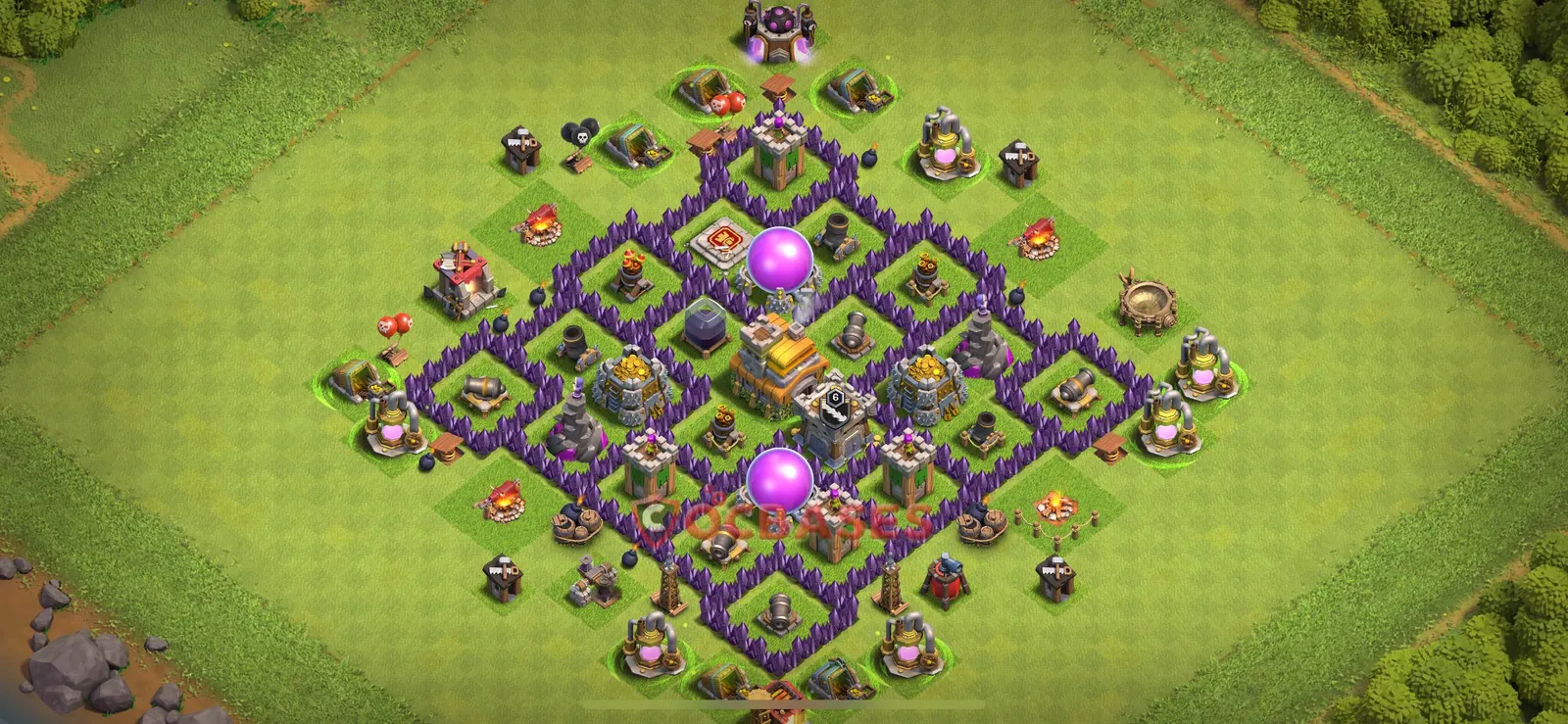 Hybrid (Defense) Base TH7 with Link | Clash of Clans Bases | Layouts ID p6d8y