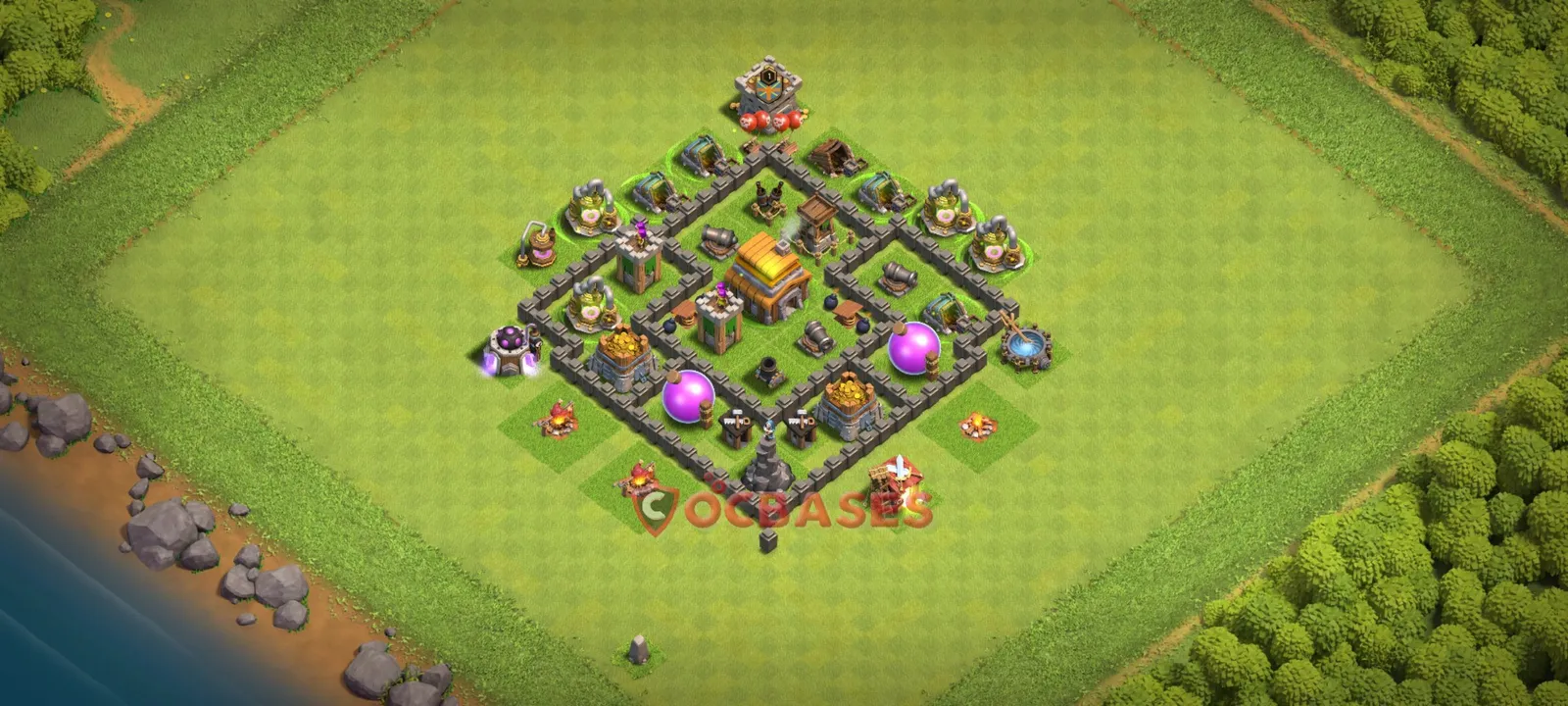 Hybrid (Defense) Base TH5 with Link | Clash of Clans Bases | Layouts ID qf554