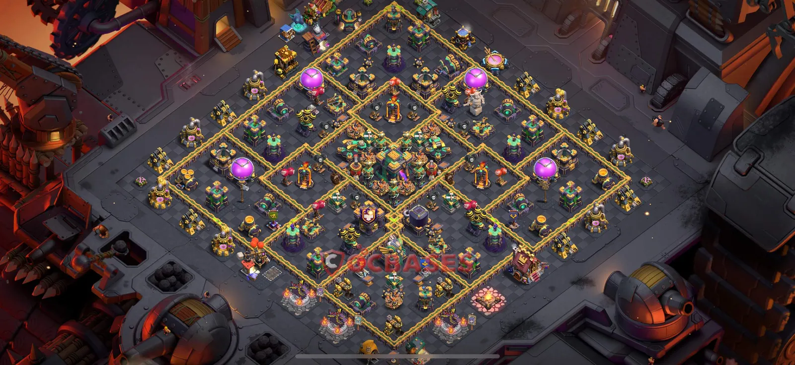 Hybrid (Defense) Base TH14 with Link | Clash of Clans Bases | Layouts ID rcym5