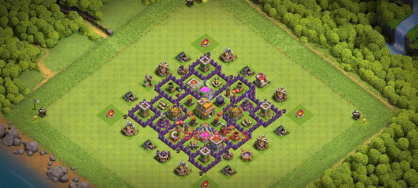 Hybrid (Defense) Base TH7 with Link | Clash of Clans Bases | Layouts ID tfp59