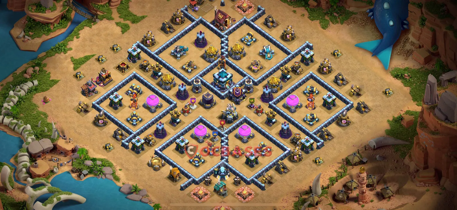 Hybrid (Defense) Base TH13 with Link | Clash of Clans Bases | Layouts ID u311z