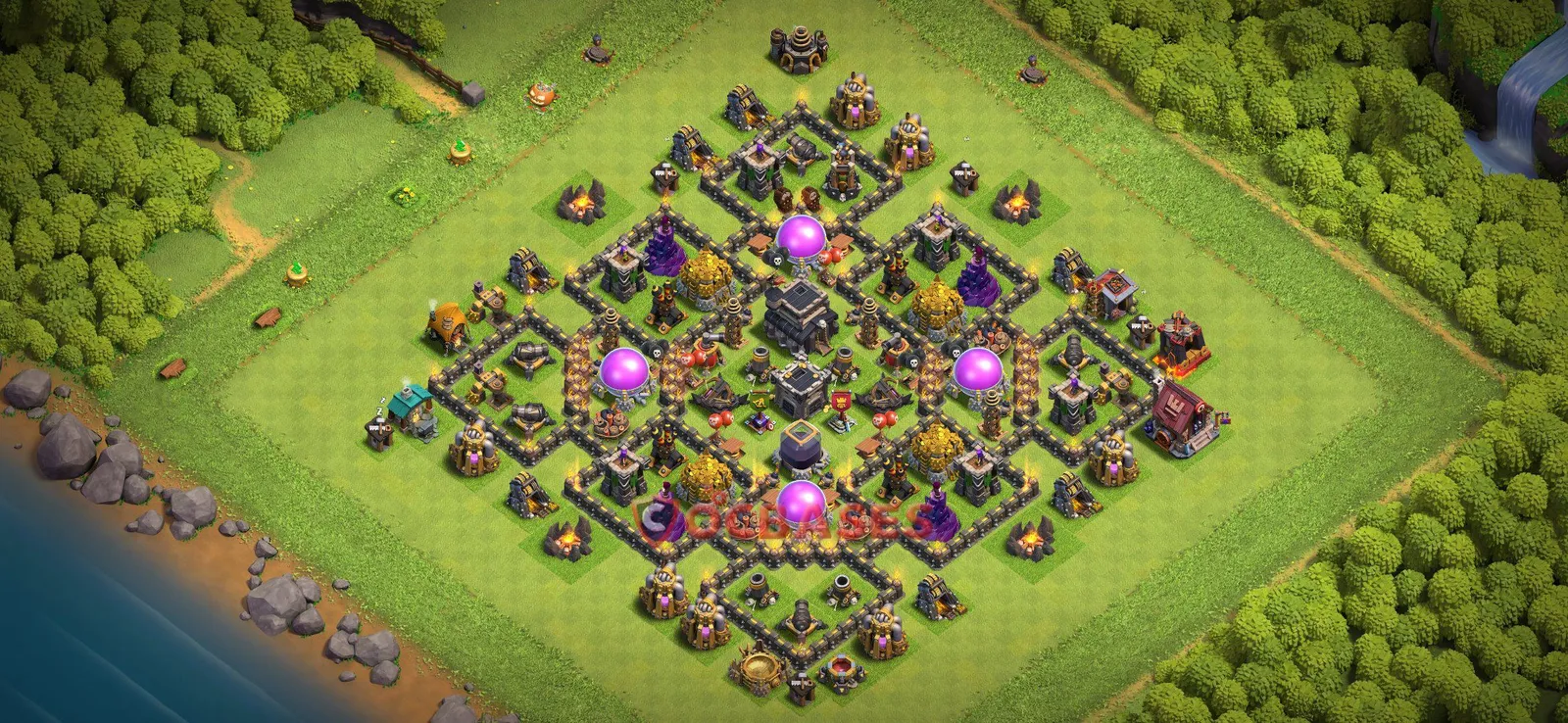 Hybrid (Defense) Base TH9 with Link | Clash of Clans Bases | Layouts ID ubdzy