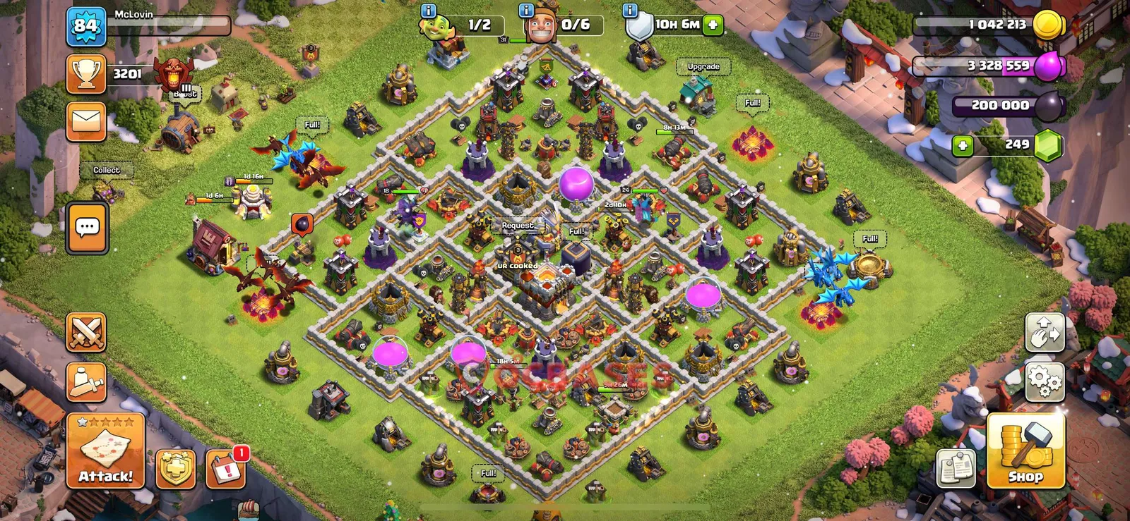 Hybrid (Defense) Base TH11 with Link | Clash of Clans Bases | Layouts ID v3j4d