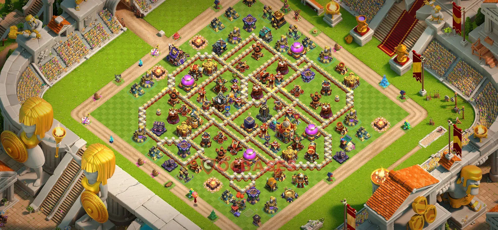 Hybrid (Defense) Base TH16 with Link | Clash of Clans Bases | Layouts ID vrck4