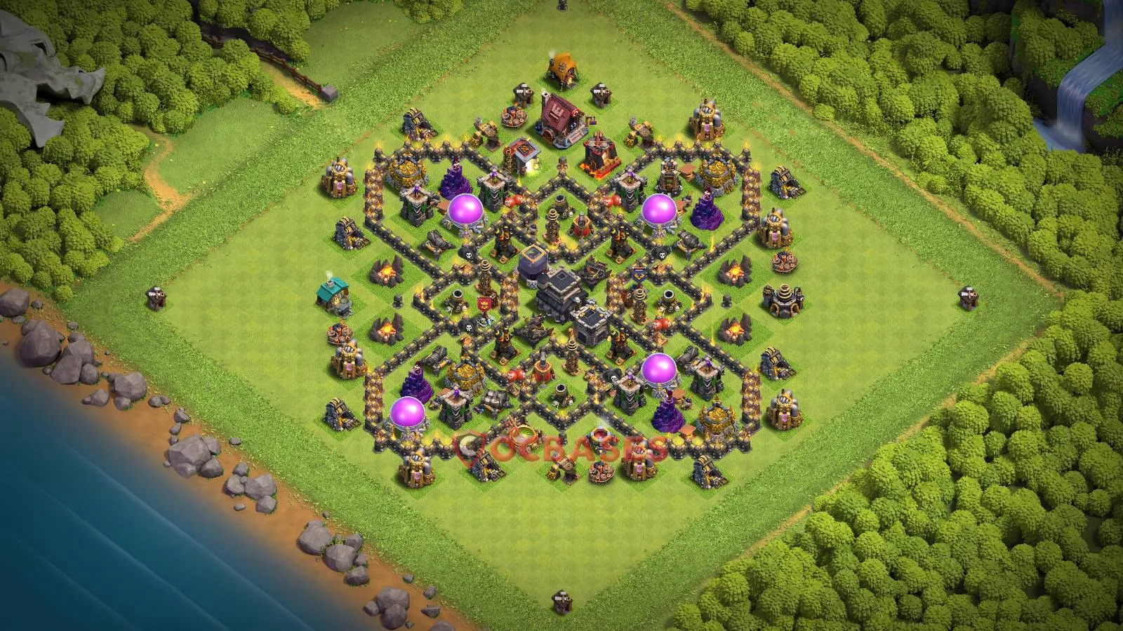 Hybrid (Defense) Base TH9 with Link | Clash of Clans Bases | Layouts ID w3xdc