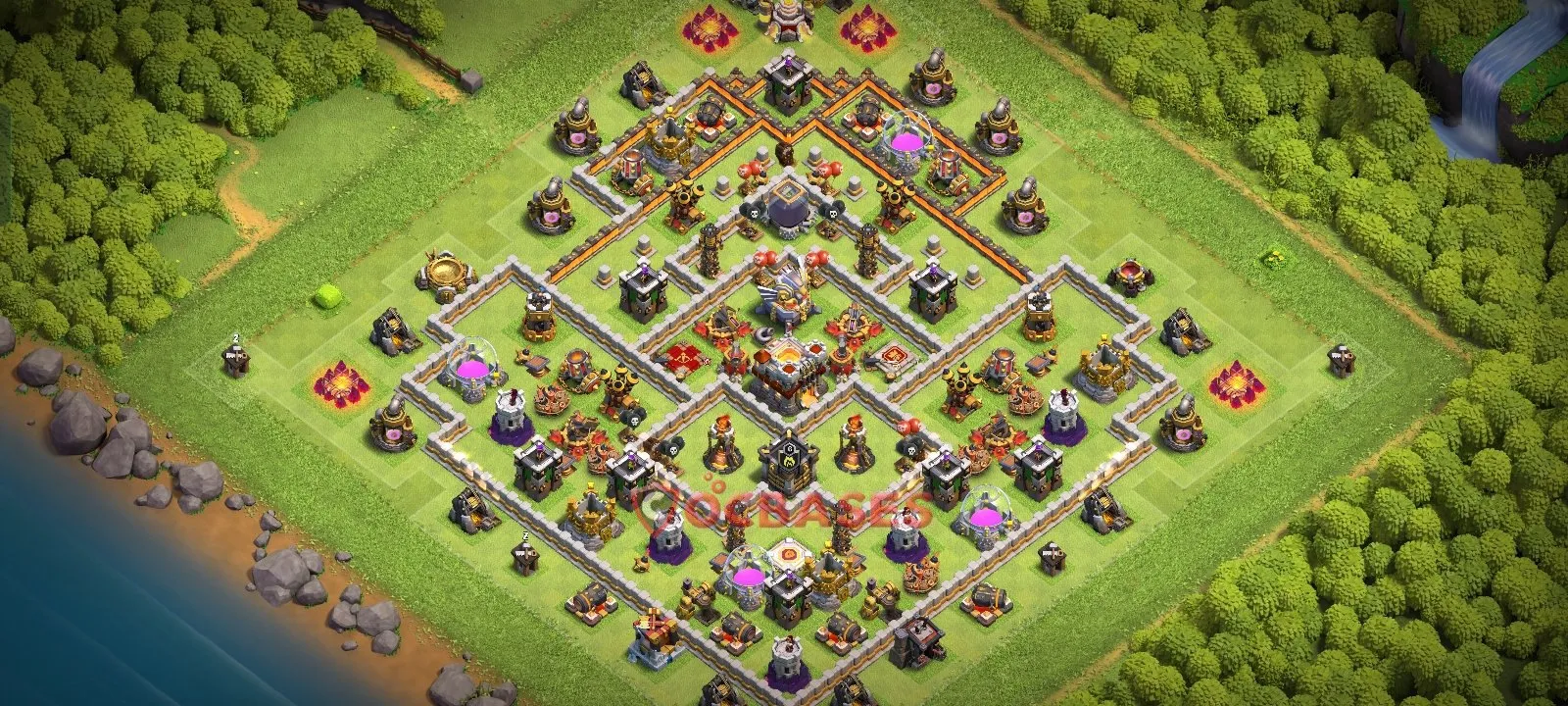 Hybrid (Defense) Base TH11 with Link | Clash of Clans Bases | Layouts ID w5pxg