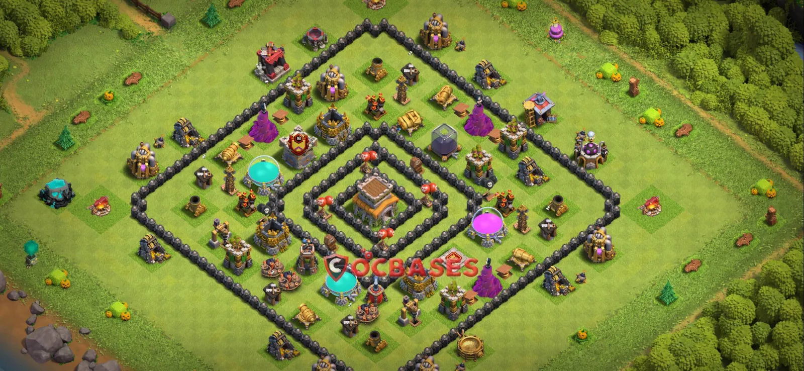 Hybrid (Defense) Base TH8 with Link | Clash of Clans Bases | Layouts ID wulmu