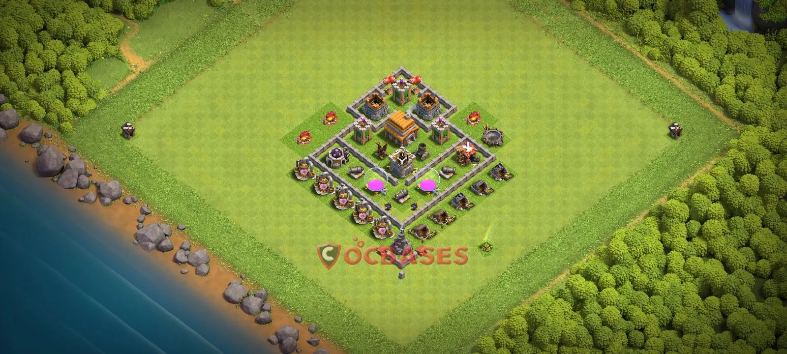 Hybrid (Defense) Base TH5 with Link | Clash of Clans Bases | Layouts ID xvqn9