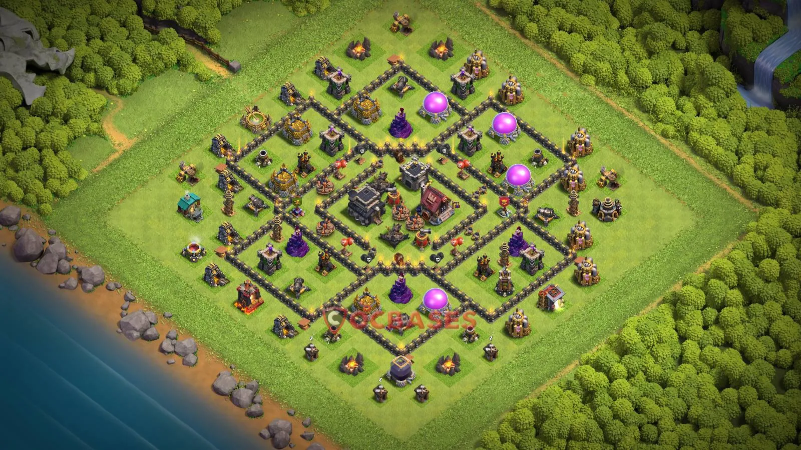 Hybrid (Defense) Base TH9 with Link | Clash of Clans Bases | Layouts ID xwrb4