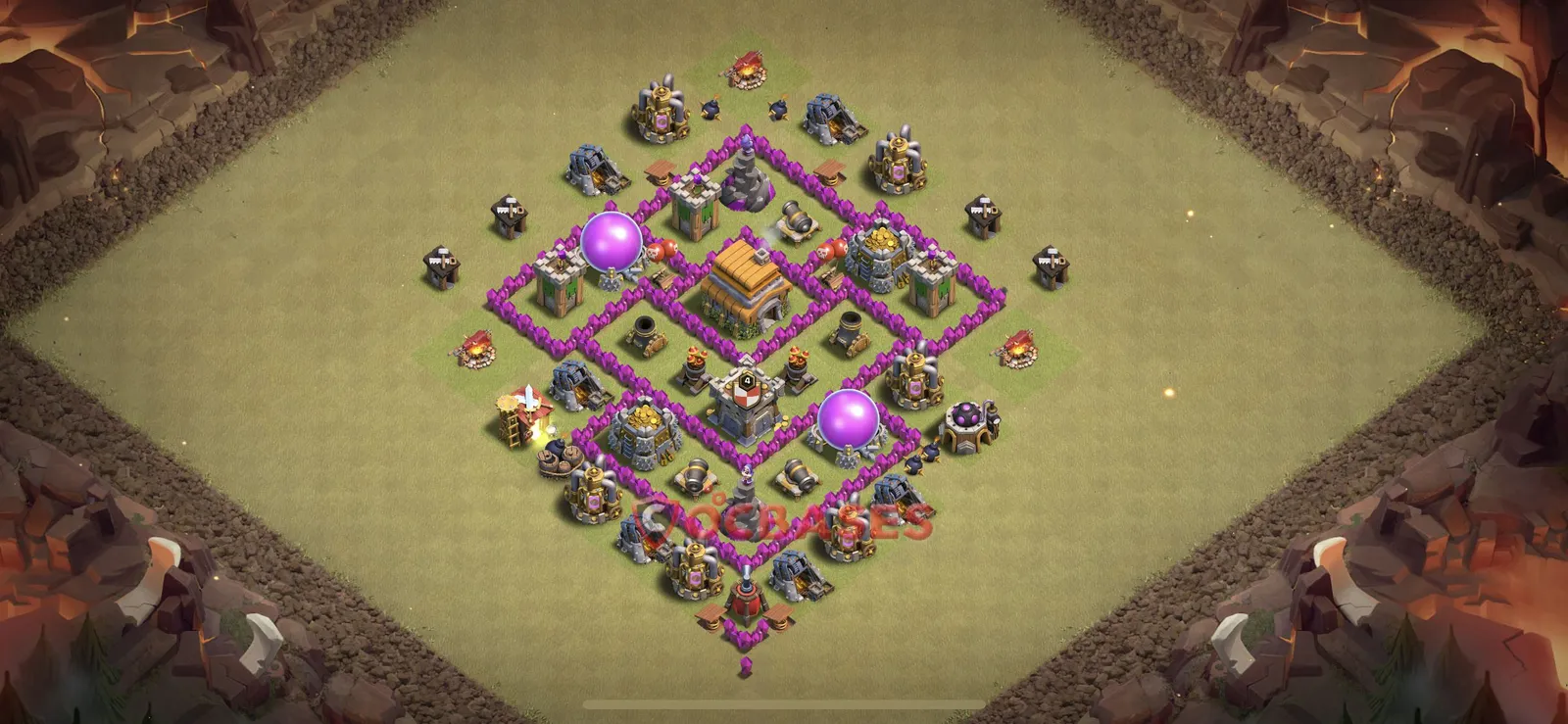 Hybrid (Defense) Base TH6 with Link | Clash of Clans Bases | Layouts ID y76pk