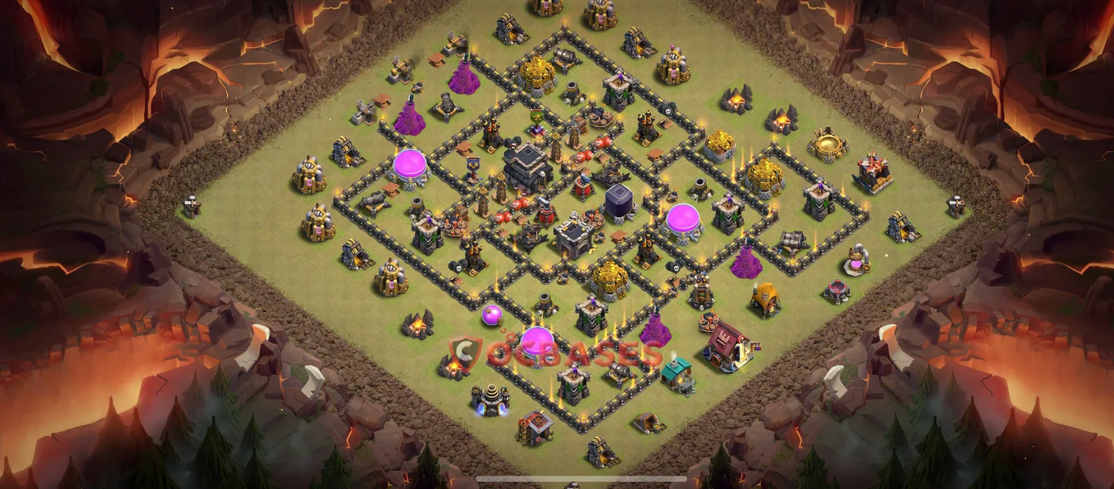 Hybrid (Defense) Base TH9 with Link | Clash of Clans Bases | Layouts ID yk99z