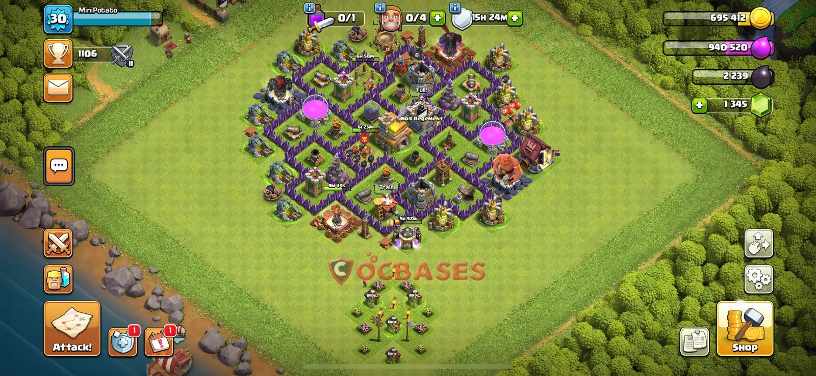 Hybrid (Defense) Base TH7 with Link | Clash of Clans Bases | Layouts ID zh66g