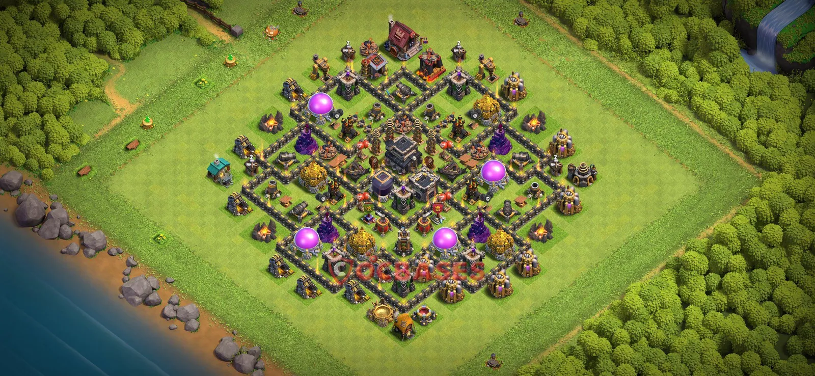 Hybrid (Defense) Base TH9 with Link | Clash of Clans Bases | Layouts ID zodub