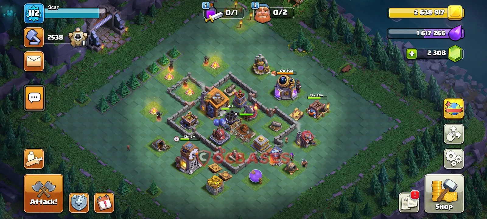 Trophy (Defense) Base BH7 with Link | Clash of Clans Bases | Layouts ID 2ab1p