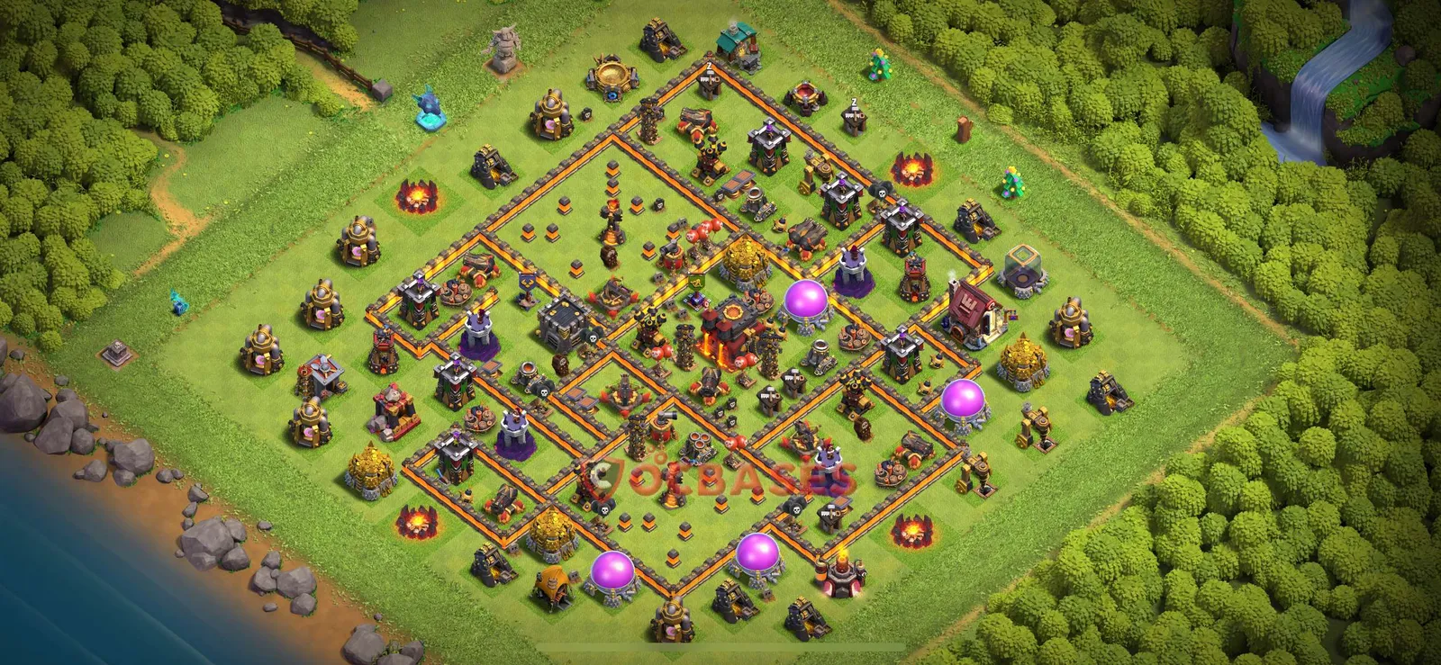 Trophy (Defense) Base TH10 with Link | Clash of Clans Bases | Layouts ID 2gm7u