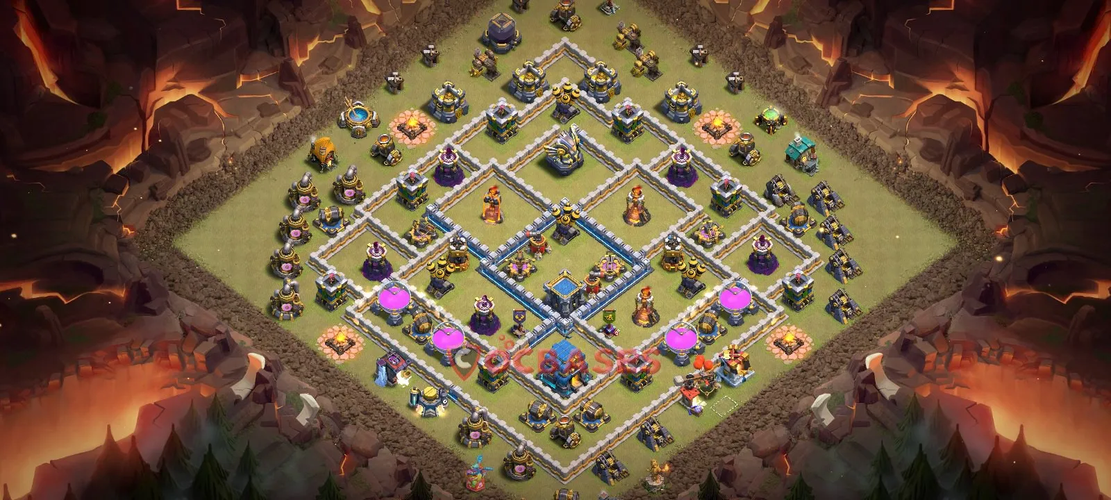 Trophy (Defense) Base TH12 - Clash of Clans Town Hall 12 Layout with Link