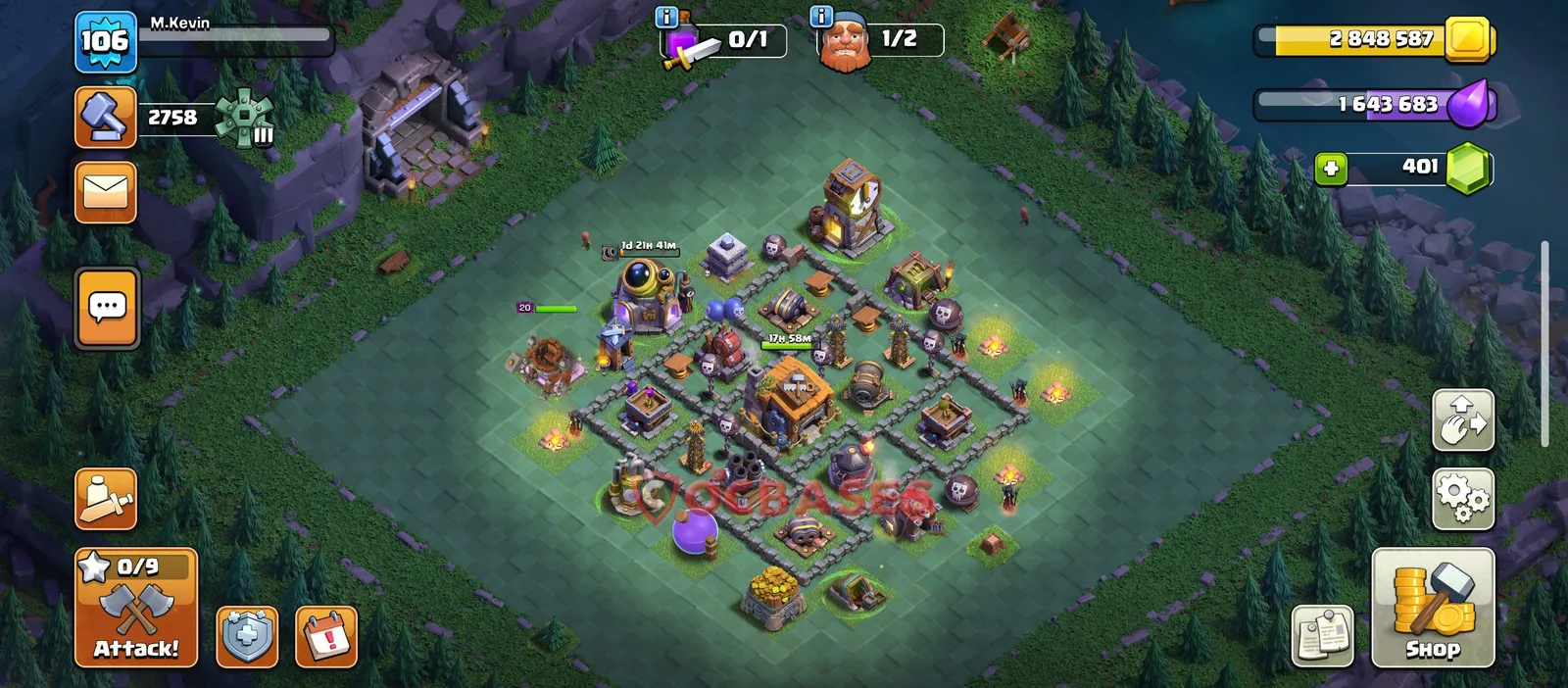 Trophy (Defense) Base BH7 with Link | Clash of Clans Bases | Layouts ID 3vorc