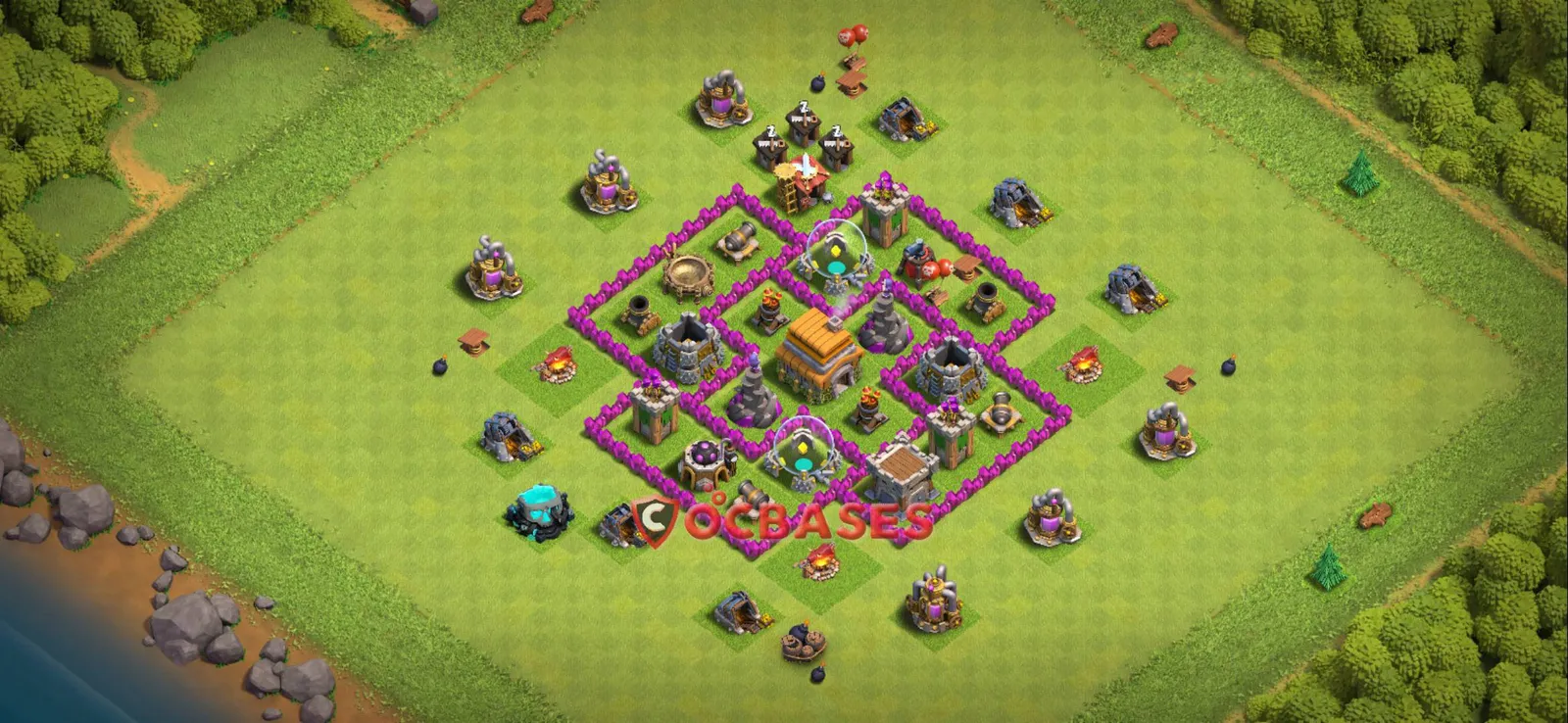Trophy (Defense) Base TH6 with Link | Clash of Clans Bases | Layouts ID 53rex