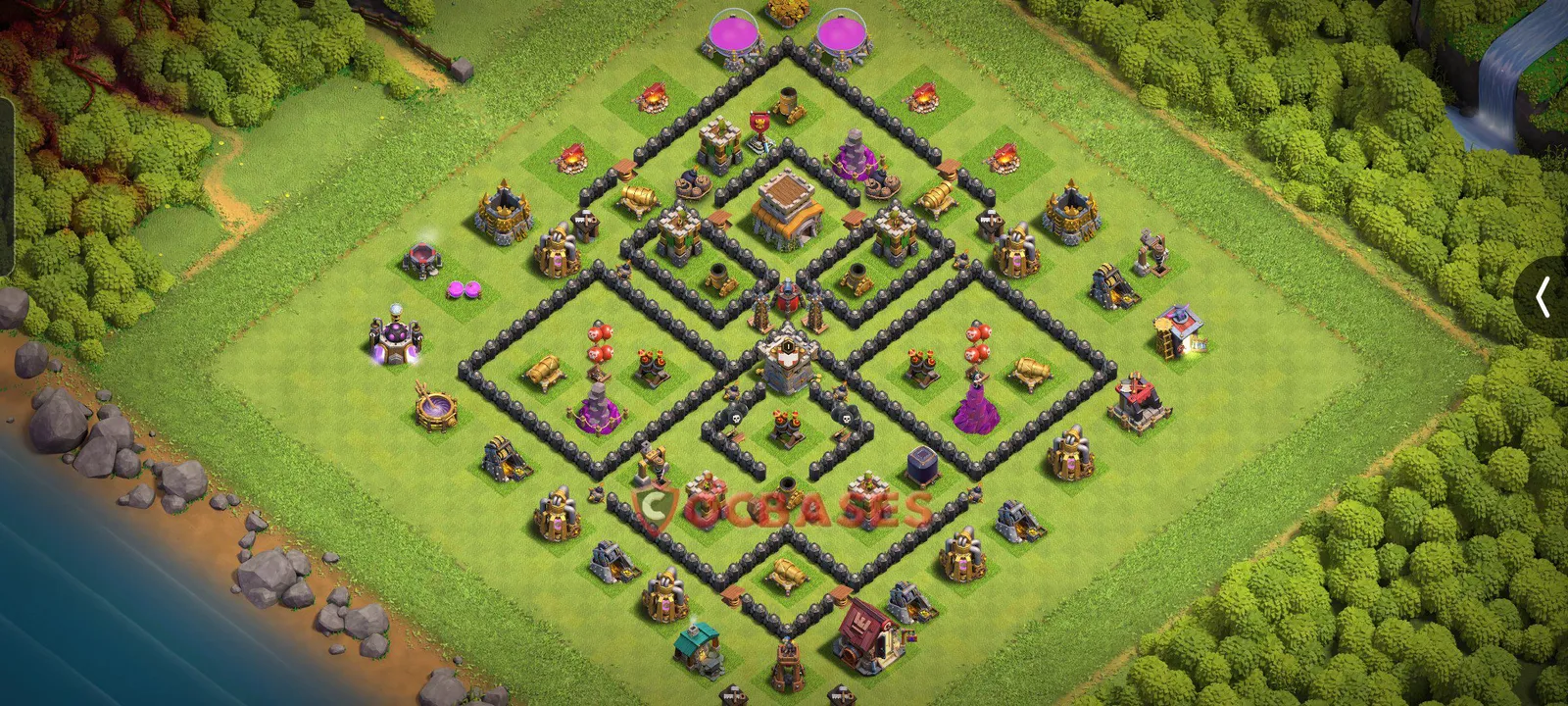 Trophy (Defense) Base TH8 with Link | Clash of Clans Bases | Layouts ID 56bt1