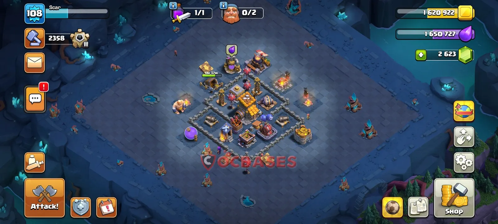 Trophy (Defense) Base BH7 with Link | Clash of Clans Bases | Layouts ID 5e6k9
