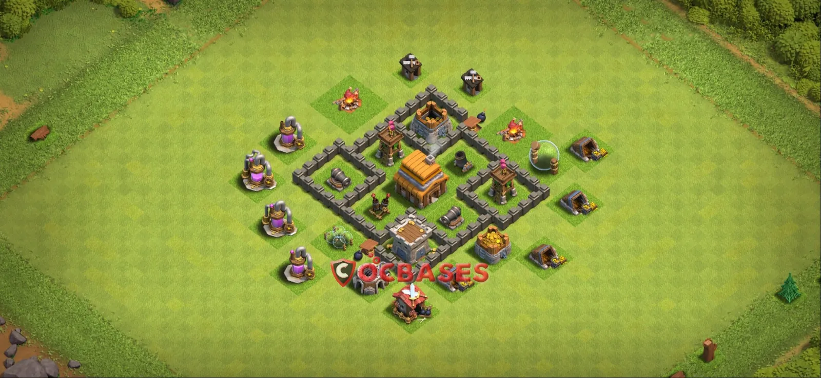 Trophy (Defense) Base TH4 with Link | Clash of Clans Bases | Layouts ID 5nboa