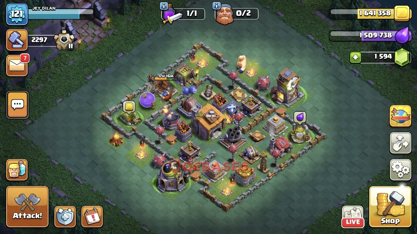 Trophy (Defense) Base BH6 with Link | Clash of Clans Bases | Layouts ID 5owhn