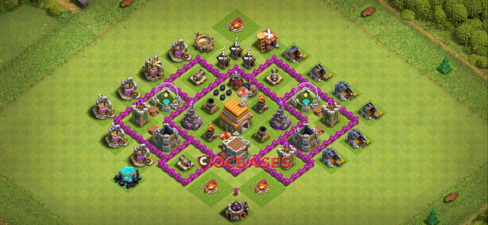 Trophy (Defense) Base TH6 with Link | Clash of Clans Bases | Layouts ID 7o2qe
