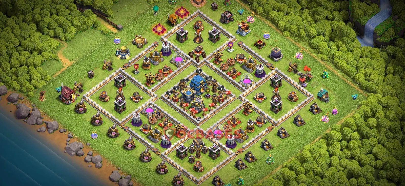 Trophy (Defense) Base TH12 with Link | Clash of Clans Bases | Layouts ID 7qf9f