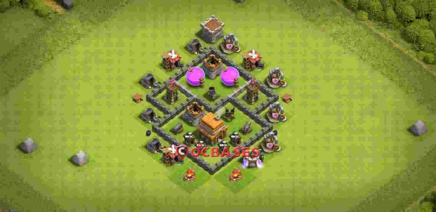Trophy (Defense) Base TH4 with Link | Clash of Clans Bases | Layouts ID 7qvuk