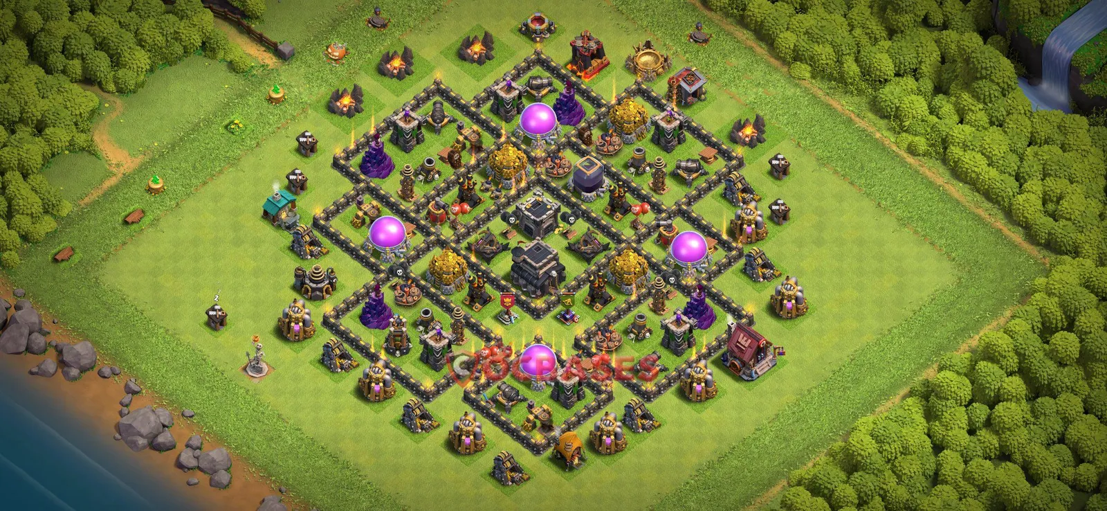 Trophy (Defense) Base TH9 with Link | Clash of Clans Bases | Layouts ID 7v144