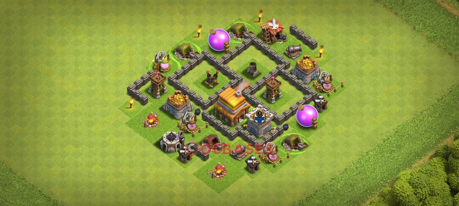 Trophy (Defense) Base TH4 with Link | Clash of Clans Bases | Layouts ID 8f0zg