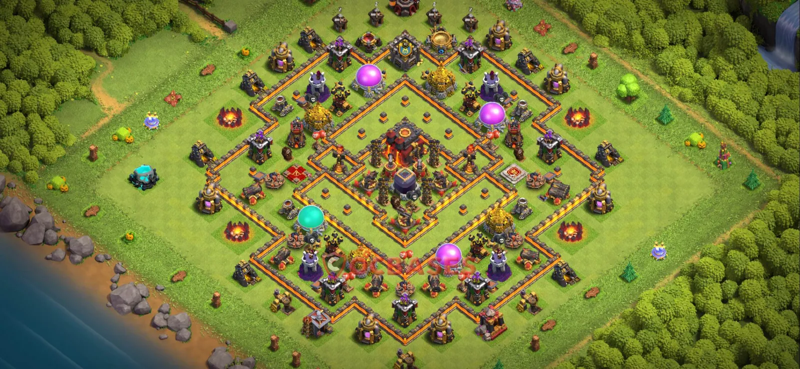 Trophy (Defense) Base TH10 with Link | Clash of Clans Bases | Layouts ID 8xipk