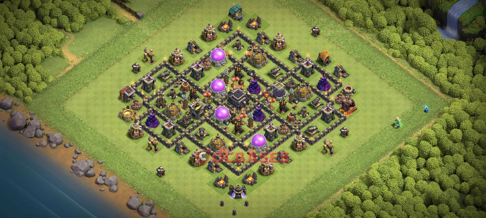 Trophy (Defense) Base TH9 with Link | Clash of Clans Bases | Layouts ID 9b40t