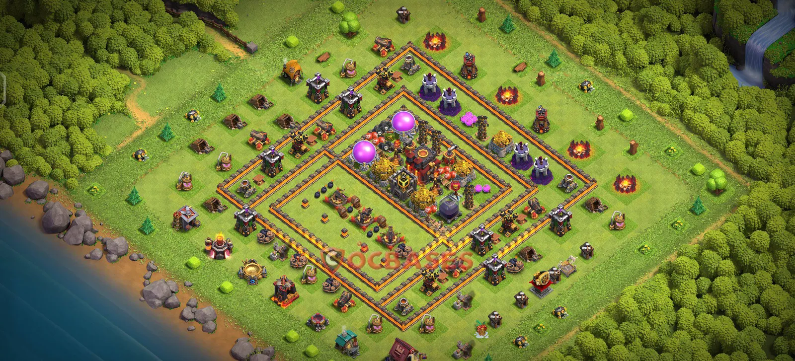 Trophy (Defense) Base TH10 with Link | Clash of Clans Bases | Layouts ID 9imcy