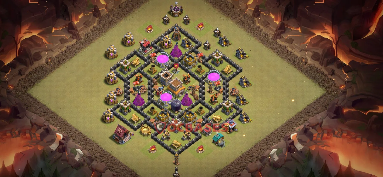 Trophy (Defense) Base TH8 with Link | Clash of Clans Bases | Layouts ID 9w7ve