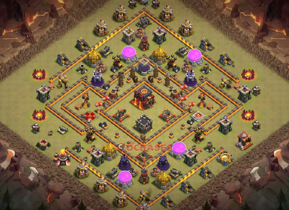 Trophy (Defense) Base TH10 with Link | Clash of Clans Bases | Layouts ID bsq7b