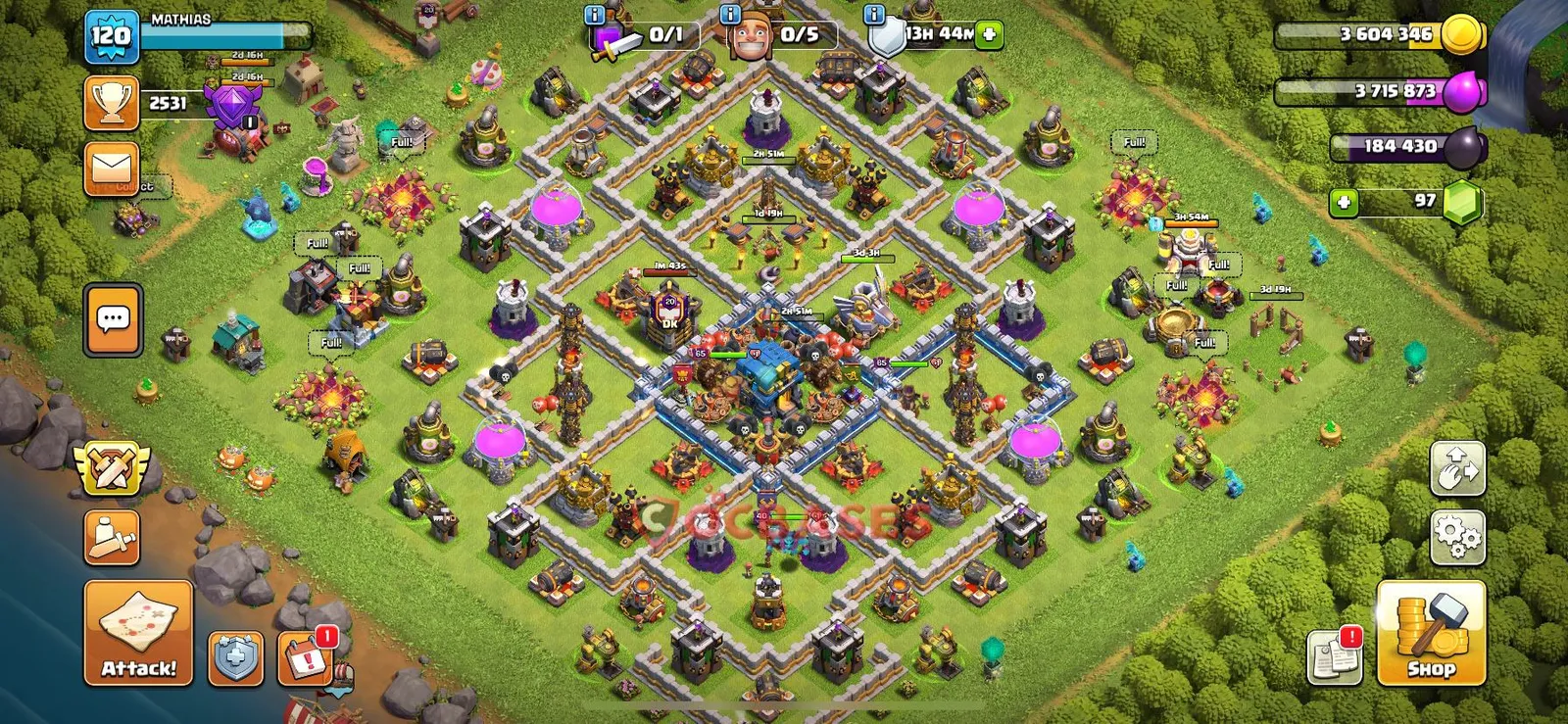 Trophy (Defense) Base TH12 with Link | Clash of Clans Bases | Layouts ID eccrr