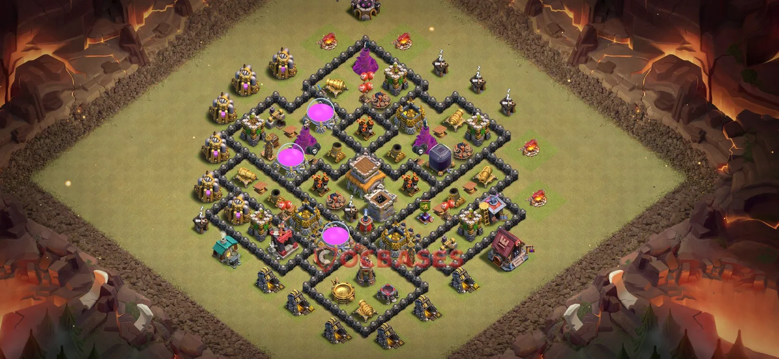 Trophy (Defense) Base TH8 with Link | Clash of Clans Bases | Layouts ID f2ran