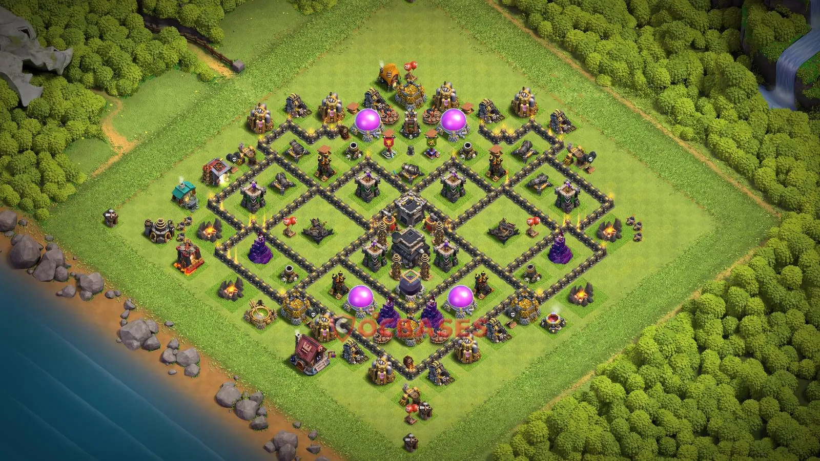 Trophy (Defense) Base TH9 with Link | Clash of Clans Bases | Layouts ID frq1q