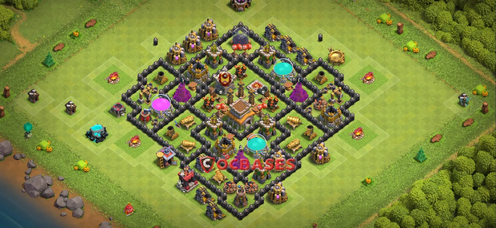 Trophy (Defense) Base TH8 with Link | Clash of Clans Bases | Layouts ID gci9n