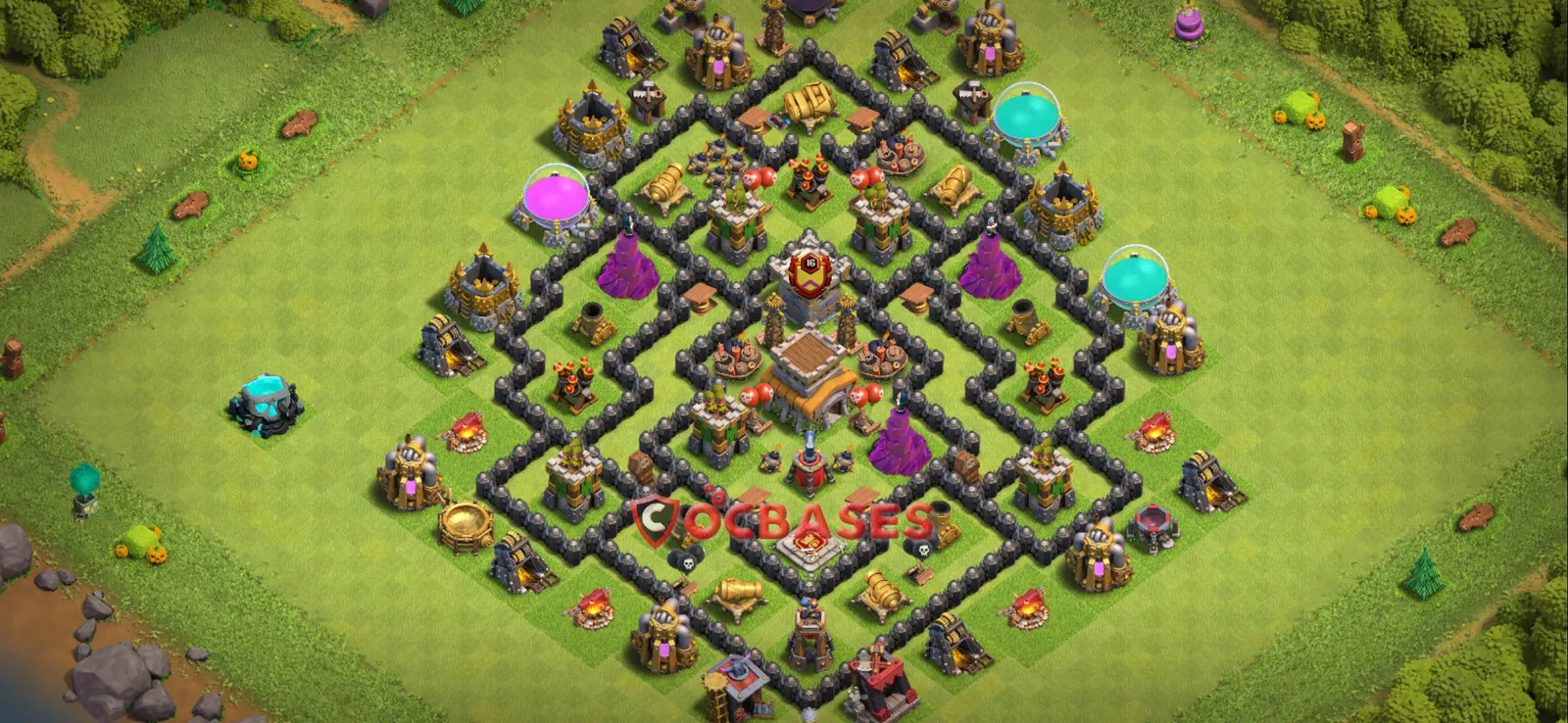 Trophy (Defense) Base TH8 with Link | Clash of Clans Bases | Layouts ID gne60