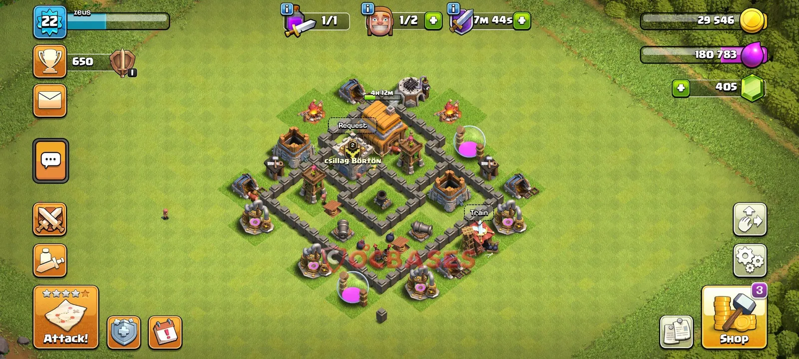 Trophy (Defense) Base TH4 with Link | Clash of Clans Bases | Layouts ID h9upe