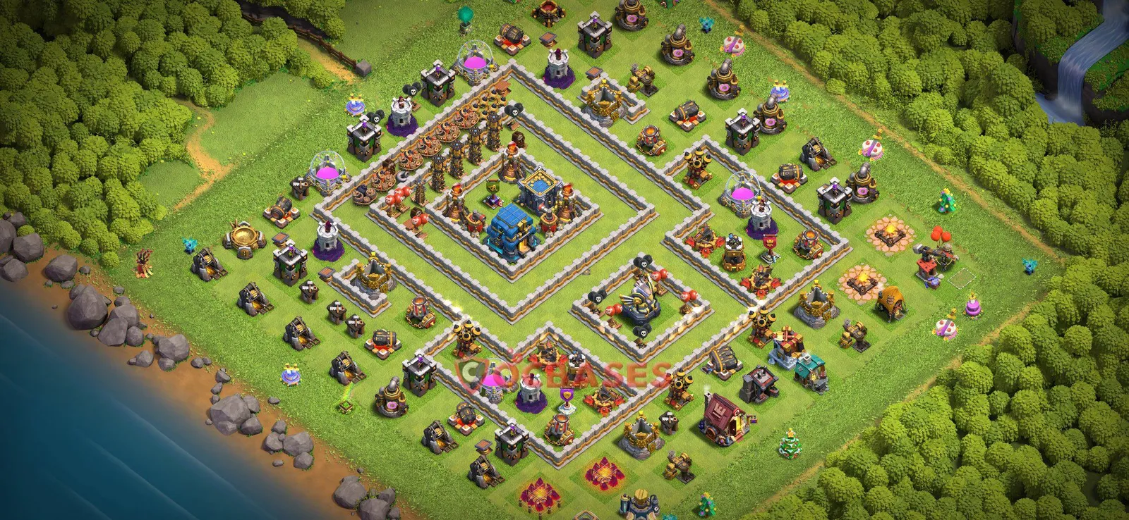 Trophy (Defense) Base TH12 with Link | Clash of Clans Bases | Layouts ID hiunt