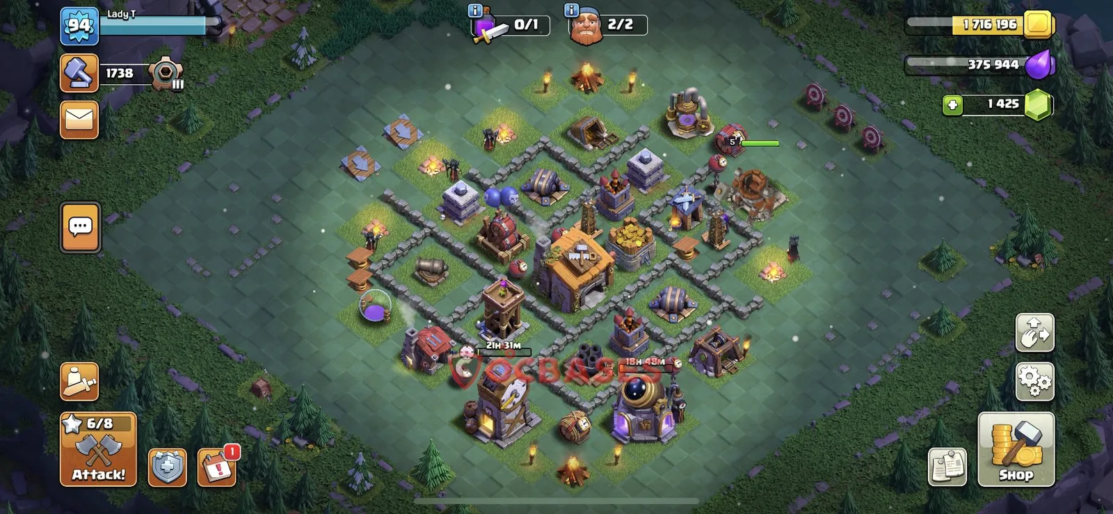 Trophy (Defense) Base BH6 with Link | Clash of Clans Bases | Layouts ID hoyl8