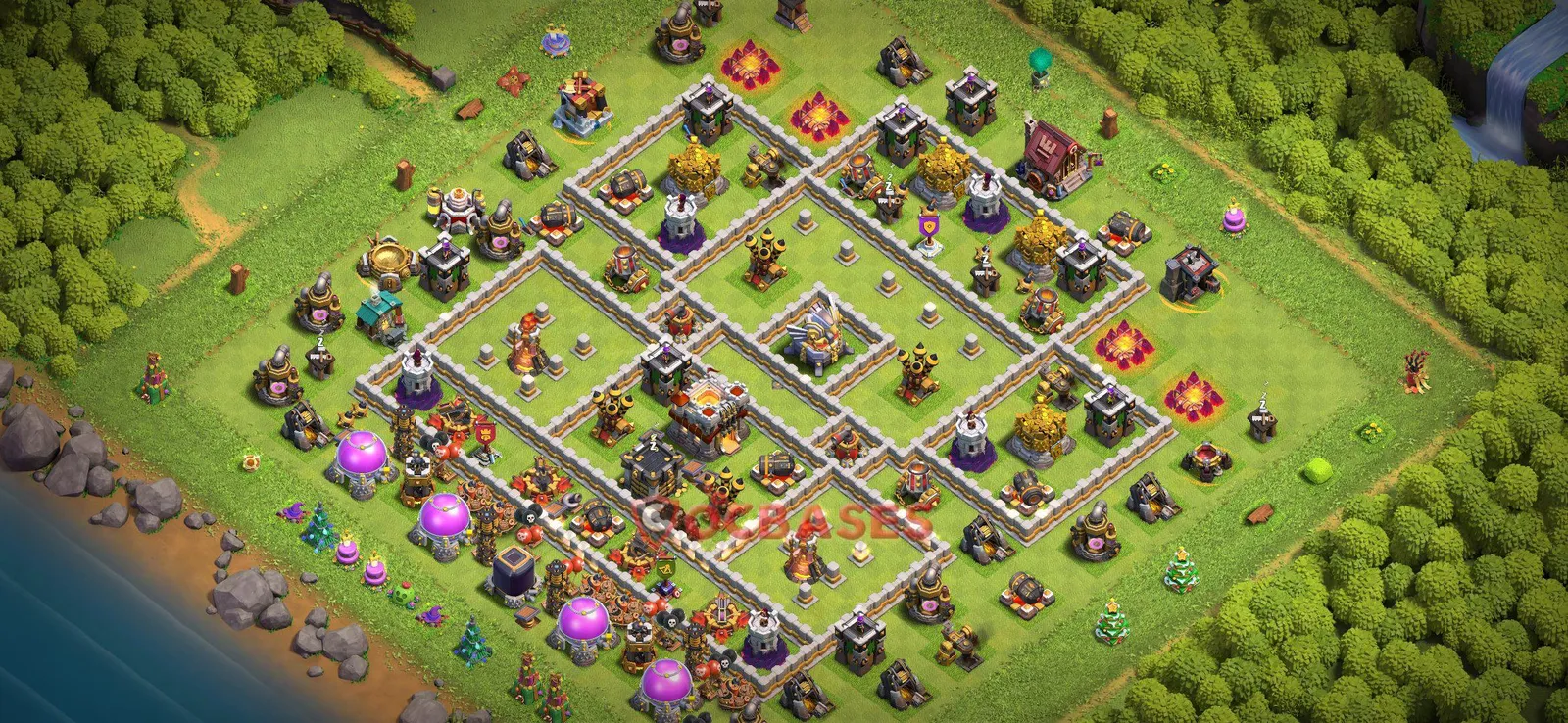 Trophy (Defense) Base TH11 with Link | Clash of Clans Bases | Layouts ID htze6